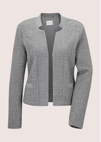 Madeleine Mode Jackenblazer MADELEINE "Kurzblazer Moderner Jerseyblazer in Melange-Optik", Damen, Gr. 48, grau (steingrau, melange), Obermaterial: 83% Polyester PES. 14% Viskose CV. 3% Elasthan EL., Modern, Blazer Jackenblazer, Struktur-Jersey