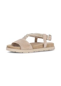 Riemchensandale Gabor, Damen, Gr. 41, sand, Ziegenveloursleder, Schuhe Riemchensandale, Plateau, Sandalette, Sommerschuh mit funkelnden Strasssteichen