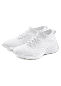 Sneaker Lascana "Slipper, Halbschuh, Turnschuhe, Slip-On-Sneaker, bequem", Damen, Gr. 38, wei&szlig;, Obermaterial: 100% Textilmaterial. Decksohle: 100% Textilmaterial. Futter: 100% Textilmaterial. Laufsohle: 100% Synthetik, unifarben, Basic, Schuhe Sneaker, zum Reinschl&uuml;pfen mit elastischen Schn&uuml;rb&auml;ndern ultraleicht VEGAN, Topseller
