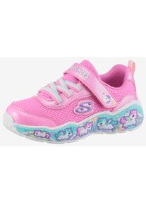 Lauflernschuh Skechers "PLAY SCENE-FUN SQUAD", M&auml;dchen, Gr. 24, bunt (pink, multi), Lederimitat, Mesh, kontrastfarbene Details, Schuhe Lauflernschuh, Sneaker mit bunten Motiven verziert, Gr&ouml;&szlig;enschablone zum Download