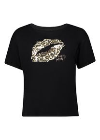 Rundhalsshirt Betty Barclay "Casual-Shirt mit Aufdruck", Damen, Gr. 38, schwarz (patch schwarz, camel), Obermaterial: 50% Baumwolle CO. 50% Modal CMD., Shirts Rundhalsshirt