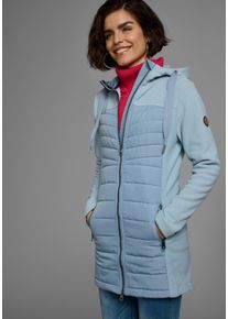 Langjacke Kangaroos, Damen, Gr. 40, blau (blaugrau), Fleece, Obermaterial: 100% Polyester. Futter: 100% Polyester. Wattierung: 100% Polyester. &Auml;rmel: 100% Polyester, kontrastfarbene Details, unifarben, figurbetont Po-bedeckend, Jacken Langjacke, Hybridjacke - Fleecejacke mit wattierten Bereichen