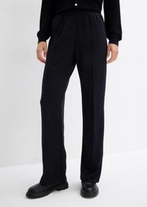 Sweathose bonprix, Damen, Gr. 44/46 (L), N-Gr, schwarz (l&auml;nge: regul&auml;r), Sweatware, Obermaterial: 48% Polyester, 48% Viskose, 4% Elasthan, regular fit, Hosen Sweathose, mit Biese, Regular Fit, mit Elasthan-Anteil