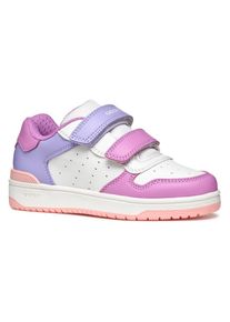 Sneaker Geox "J WASHIBA GIRL", M&auml;dchen, Gr. 32, rosa (wei&szlig;, rosa), Synthetik, Textil, Schuhe Sneaker, Sneaker, Freizeitschuh, Klettschuh im Retro Look