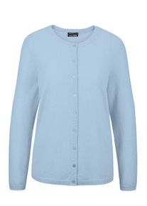 Strickjacke GOLDNER "Kaschmirstrickjacke mit Rundhalsausschnitt", Damen, Gr. 50, blau (hellblau), Obermaterial: 100% Kaschmir WS., normales B&uuml;ndchen, Strickjacken Strickjacke, Ohne