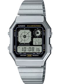 Chronograph CASIO VINTAGE, schwarz, edelstahlfarben, Armbanduhren, Damen, Chronograph, Quarzuhr, Armbanduhr, Damenuhr, Herrenuhr, Edelstahlarmband, digital