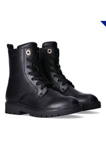 Schn&uuml;rboots Tommy Hilfiger, M&auml;dchen, Gr. 35, schwarz, Synthetik, Schuhe Schn&uuml;rboots, Biker Boots, Winterboots mit Blockabsatz