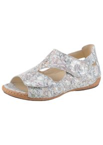 Waldl&auml;ufer Riemchensandale WALDL&Auml;UFER "HELIETT", Damen, Gr. 4,5 (37,5), wei&szlig; (sanftes wei&szlig; multi), Nubukleder, gebl&uuml;mt, metallic, Schuhe Riemchensandale, Sommerschuh, Sandalette, Keilabsatz, mit Rahmennaht, H-Weite