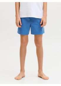 Jack & Jones Badeshorts JACK & JONES JUNIOR "JPSTMAUI WAVE LOGO SWIM SHORTS SN JNR", Kinder, Gr. 176, N-Gr, delft, Web, Polyester, unifarben, Badehosen Badeshorts