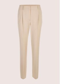 Madeleine Mode Bundfaltenhose MADELEINE "Chinohose Konische Businesshose mit Stretch-Komfort", Damen, Gr. 18, N + K Gr, beige, Obermaterial: 62% Polyester PES. 32% Viskose CV. 6% Elasthan EL., Hosen Bundfaltenhose