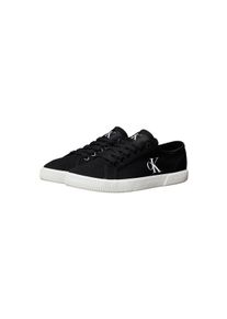 Sneaker Calvin Klein Jeans "ESS VULC LOW CV MG WN", Damen, Gr. 38, schwarz, wei&szlig;, Textil, Schuhe Sneaker, Halbschuh, Freizeitschuh, Schn&uuml;rschuh in Retro-Optik
