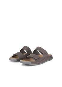 Pantolette Ecco "Cozmo M", Damen, Gr. 47, grau, Nubukleder, Schuhe Pantolette, Sommerschuh, Schlappen, Klettschuh mit dezenten Ziern&auml;hten