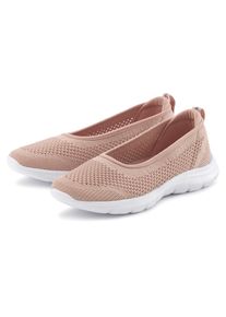 Sneaker Ballerinas Lascana "Halbschuh, Slip-On-Sneaker", Damen, Gr. 44, rosa (ros&eacute;), Obermaterial: 100% Textilmaterial. Decksohle: 100% Textilmaterial. Futter: 100% Textilmaterial. Laufsohle: 100% Synthetik, unifarben, Sportlich, Schuhe Sneaker Ballerinas, zum Reinschl&uuml;pfen VEGAN, Topseller