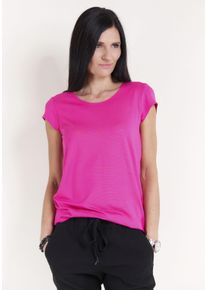 T-Shirt Seidel Moden, Damen, Gr. 38, pink, Jersey, Obermaterial: 96% Viskose, 4% Elasthan, unifarben, figurumspielend h&uuml;ftlang, Rundhals, abgesteppte Kante, Shirts T-Shirt, mit Kappen&auml;rmel, MADE IN GERMANY