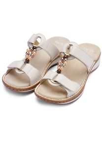 Pantolette Ara "HAWAII", Damen, Gr. 40, wei&szlig;, Glattleder, unifarben, Schuhe Pantolette, Schlupfschuh, Komfortschuh mit Klettverschl&uuml;sse, G-Weite