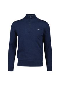 Sweater Gant "Strickpullover CLASSIC COTTON HALF ZIP", Herren, Gr. M, blau (jeansblau melange), Obermaterial: 100% Baumwolle CO., Sweatshirts Sweater
