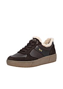 Plateausneaker Remonte, Damen, Gr. 37, braun (dunkelbraun, beige), Leder, Textil, Veloursleder, Schuhe Plateausneaker, Schn&uuml;rschuh, Halbschuh mit wasserabweisender TEX-Membran