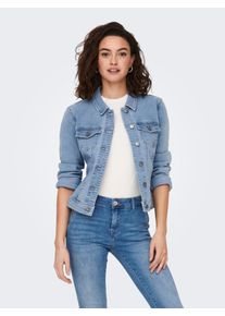 Jeansjacke Only "ONLWONDER &ndash; Jeansjacke mit Teilungsn&auml;hten und Stretch", Damen, Gr. XL, blau (light blau denim), Denim/Jeans;Web;Twill, Obermaterial: 79% Baumwolle, 20% Polyester, 1% Elasthan, unifarben, figurumspielend taillenbedeckt, 1-Knopf-Manschette, Jacken Jeansjacke, sehr figurbetont, casual, Denim, Baumwollmischung, Brusttaschen