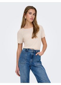 Jacqueline de Yong Kurzarmpullover JDY "JDYBODILLA S/S GLITTER PULLOVER KNT NOOS", Damen, Gr. L, cloud dancer detail:with gold lurex, Strick, Obermaterial: 74% Viskose, 26% metallisierte Fasern, Glitzermuster, unifarben, loose fit h&uuml;ftlang, Rundhals, Pullover Kurzarmpullover, mit Glitzer-Effekt