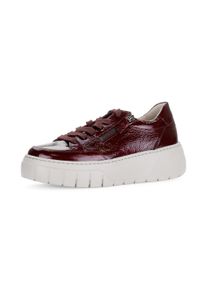 Plateausneaker Gabor, Damen, Gr. 42, rot (bordeaux), Lackleder, gl&auml;nzend, Schuhe Plateausneaker, Freizeitschuh, Halbschuh, Schn&uuml;rschuh mit gepolstertem Schaftrand