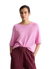 Marc O'Polo Kurzarmpullover MARC O'POLO DENIM, Damen, Gr. M, pale bubblegum, Strick, Obermaterial: 100% Baumwolle, regular fit normal, Rundhals, B&uuml;ndchen, Pullover Kurzarmpullover, regular aus Cotton Slub Garn