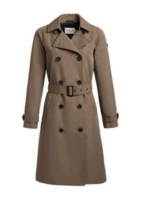 Trenchcoat Khujo "Trenchcoat Rula2", Damen, Gr. XL, braun (latte braun), Obermaterial: 65% Baumwolle CO. 35% Polyester PES. Obermaterial: Futter: 95% Polyester PES. 5% Elasthan EL., M&auml;ntel Trenchcoat