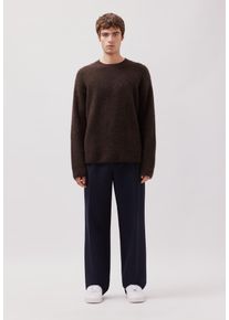 Strickpullover STUDIO SEIDENSTICKER, Herren, Gr. M, braun (dunkelbraun), 33% Wolle, 33% Angora, 28% Polyamid, 6% Elasthan, meliert, oversize, Rundhals, Pullover Strickpullover, 1/1 Rundhals Einfarbig meliert