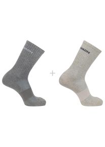 Sportsocken Salomon "EVASION CREW 2-PACK", Damen, Gr. L (42/44), grau (light grau., heather medium), Obermaterial: 65% Baumwolle, 32% Polyamid, 3% Elasthan, Socken Sportsocken