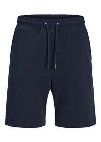 Jack & Jones PlusSize Sweatshorts "JPSTGORDON BRADLEY SWEAT SHORTS MI PLS", Damen, Gr. 42 (4XL), N-Gr, navy blazer, angeraute Sweatware, Obermaterial: 65% Polyester, 35% Baumwolle, JACK & JONES PLUSSIZE, unifarben, regular fit ca. Mitte Oberschenkel, Hosen Sweatshorts, mit Kordelzug