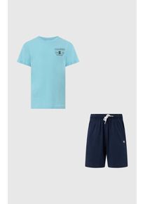 T-Shirt & Shorts Champion "Graphic T-Shirt and Shorts Set", Jungen, Gr. M (140/146), blts, nava, Obermaterial: 100% Baumwolle, KOB Set-Artikel T-Shirt & Shorts, f&uuml;r sportliche Aktivit&auml;ten, leichtes Tragegef&uuml;hl