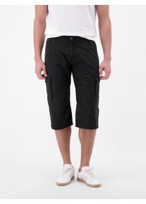 Cargoshorts Lerros "Bermuda mit Cargotaschen, lang geschnitten", Herren, Gr. 34, schwarz graphite, 100% Baumwolle, Hosen Cargoshorts
