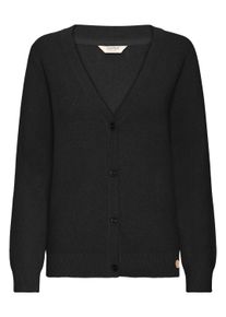 Strickjacke oxmo "Strickjacke OXFiana", Damen, Gr. M, schwarz (true schwarz), Obermaterial: 70% Baumwolle CO recyc.. 30% Polyester Pol. recyc.., Strickjacken Strickjacke