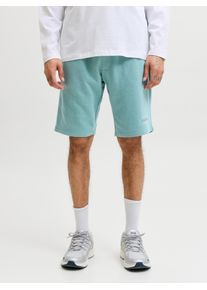 Jack & Jones Jogger Pants JACK & JONES "JPSTGORDON BRANDON SWEAT SHORTS", Damen, Gr. XL, N-Gr, mineral blau, Web, Obermaterial: 65% Polyester, 35% Baumwolle, unifarben, regular fit, Hosen Jogger Pants