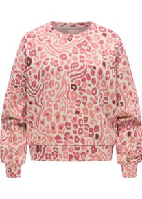 Rundhalspullover Ragwear "Sweater Wuss Print", Damen, Gr. S, rosa (pink), Obermaterial: 70% Baumwolle CO. 30% Polyester PES., Rundhals, &Auml;rmel ohne &Auml;rmelschlitz Rippb&uuml;ndchen, Pullover Rundhalspullover