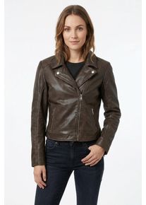 Lederjacke Mauritius "MWKalea", Damen, Gr. XXXL(46), braun, Obermaterial: 100% Schafsleder. Futter: 100% Baumwolle. &Auml;rmelfutter: 100% Polyester, unifarben, regular fit h&uuml;ftlang, abgesteppt, Jacken Lederjacke, mit Reverskragen