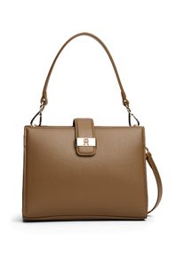 Satchel Tommy Hilfiger "TH HERITAGE MINI SATCHEL", Damen, Gr. B/H/T: 22cm x 16cm x 9cm, khaki, Lederimitat, Taschen Satchel, Damen Umh&auml;ngetasche, Tragetasche, Schultertasche mit Logo