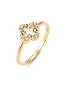 Silberring Elli "Ring Kleeblatt Wei&szlig; 925 Sterling Silber, mit Kristallen von Swarovski" Gr. 58, gold, Fingerringe, Damen, 58, Silber 925 (Sterlingsilber), Silberring