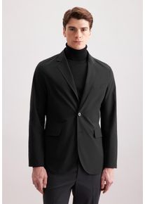 Jackett Seidensticker, Herren, Gr. S, schwarz, 100% Polyester, unifarben, regular fit, Sakkos Jackett, 1/1 Uni