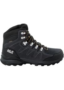 Hikingschuh Jack Wolfskin "REFUGIO TEXAPORE MID M", Herren, Gr. UK 11 - EU 45,5, Normalschaft, phantom, burlygelbxt, Obermaterial: Leder. Obermaterial 2: Textilmaterial. Futter: Polyester, Schuhe Hikingschuh