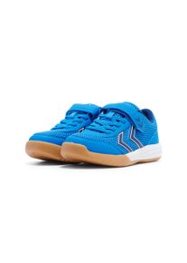 Hallenschuh Hummel "MULTIPLAY FLEX VC JR", Jungen, Gr. 28, wei&szlig; (blau, wei&szlig;), Synthetik, Schuhe Hallenschuh, Indoor Sportschuhe mit Klettverschluss, nicht abf&auml;rbende Sohle