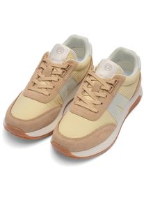 Sneaker Ara "MALIBU", Damen, Gr. 40, hellgelb, beige, wei&szlig;, Lederimitat, Textil, kontrastfarbene Details, Schuhe Sneaker, Freizeitschuh, Halbschuh, Schn&uuml;rschuh in Komfortweite H (=sehr weit)