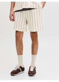 Jack & Jones Shorts JACK & JONES "JPSTJAIDEN COBA STRIPE JOG SHORT SRT SN", Damen, Gr. XL, N-Gr, antique wei&szlig; detail:stripes, Web, Obermaterial: 100% Baumwolle, gestreift, relaxed fit kniefrei, Hosen Shorts