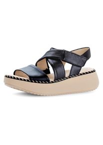 Sandalette Gabor, Damen, Gr. 42, schwarz, Nappaleder, unifarben, Schuhe Sandalette, Plateau, Sommerschuh, Rimchensandale mit Kontrastnaht