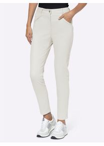 Stretch-Hose Heine, Damen, Gr. 40, Normalgr&ouml;&szlig;en, beige (ecru), 72% Baumwolle, 25% Polyester, 3% Elasthan, unifarben, 7/8-L&auml;nge, Hosen Stretch-Hose