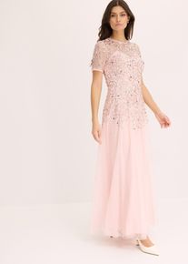 bonprix Maxikleid aus zartem T&uuml;ll mit Paillettenstickerei, rosa, Gr.50, Modern und feminin: Abendkleid in Maxi-L&auml;nge aus zartem T&uuml;ll mit Paillettenstickerei
