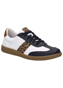 Sneaker Josef Seibel "Joleen 03", Damen, Gr. 36, bunt (schwarz, multi), Leder, Veloursleder, Schuhe Sneaker, Retro Sneaker, Schn&uuml;rschuh, Komfortschuh mit Leo-Muster