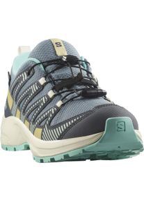Wanderschuh Salomon "XA PRO V8 WP J", Damen, Gr. 32, trooper, turbulence, aruba blau, Synthetik, Textil, Schuhe Wanderschuh, wasserdicht