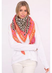 Modetuch Zwillingsherz "verbindet Leomuster mit Herzen und Schrift", Damen, orange, Obermaterial: 50% Baumwolle, 50% Polyester, Modet&uuml;cher Modetuch