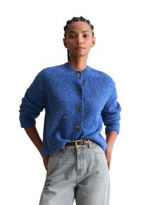 Marc O'Polo Strickjacke MARC O'POLO DENIM, Damen, Gr. M, pale cobalt, Strick, Obermaterial: 77% Schurwolle, 15% Polyamid, 8% Viskose, relaxed fit normal, Rundhals, Rippb&uuml;ndchen, Strickjacken Strickjacke, Boucl&eacute;, relaxed fit, aus Schurwolle-Viskose-Mix