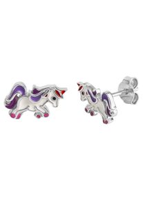 Paar Ohrstecker Firetti "Schmuck Geschenk Silber 925 Ohrschmuck Einhorn", bunt (silberfarben, wei&szlig;, rosa, rot, lila, schwarz), Ohrringe, M&auml;dchen, Silber 925 (Sterlingsilber), Paar Ohrstecker